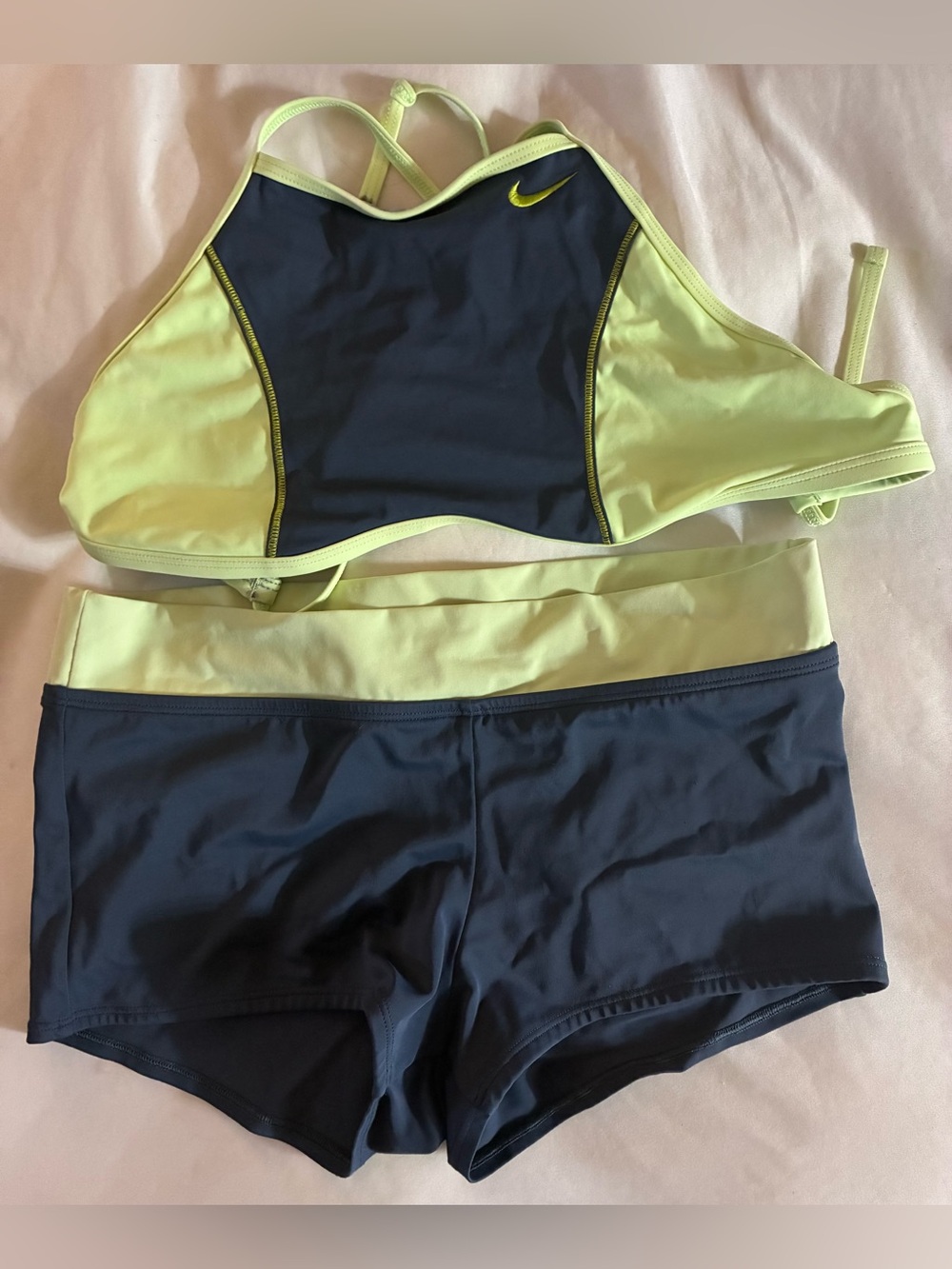 Nike Women's Two-Piece Sport Bikini Set - Neon Yellow & Navy
